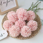 Silk Ball Chrysanthemum Pink Artificial Flowers 10pcs Faux Pom pom Mums for Home Decor