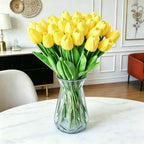 PU Real Touch Yellow Tulips Artificial Flowers Lifelike Faux Tulip for Home Decor