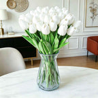 PU Real Touch White Tulips Artificial Flowers Lifelike Faux Tulip for Home Decor