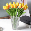 PU Real Touch Orange Tulips Artificial Flowers Lifelike Faux Tulip for Home Decor
