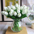 PU Real Touch White Tulips Artificial Flowers Lifelike Faux Tulip for Home Decor