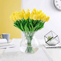 PU Real Touch Yellow Tulips Artificial Flowers Lifelike Faux Tulip for Home Decor