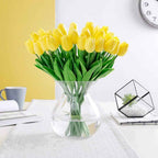 PU Real Touch Yellow Tulips Artificial Flowers Lifelike Faux Tulip for Home Decor