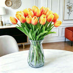 PU Real Touch Orange Tulips Artificial Flowers Lifelike Faux Tulip for Home Decor