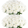 50PCS White Velvet Rose Realistic Artificial Flowers Faux Roses for Wedding & Home Decor
