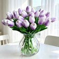 PU Real Touch Purple Tulips Artificial Flowers Lifelike Faux Tulip for Home Decor