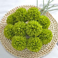 Silk Ball Chrysanthemum Green Artificial Flowers 10pcs Faux Pom pom Mums for Home Decor