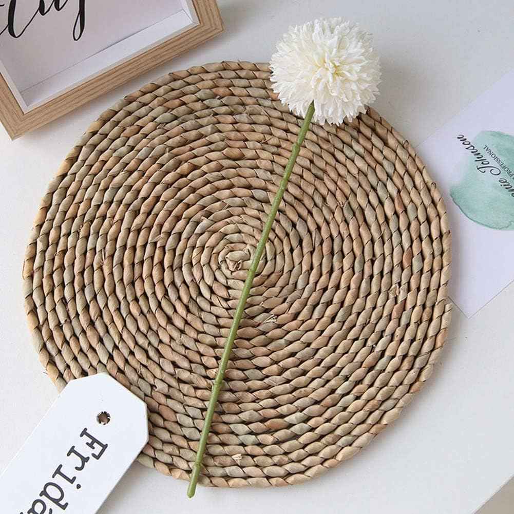 Silk Ball Chrysanthemum White Artificial Flowers 10pcs Faux Pom pom Mums for Home Decor