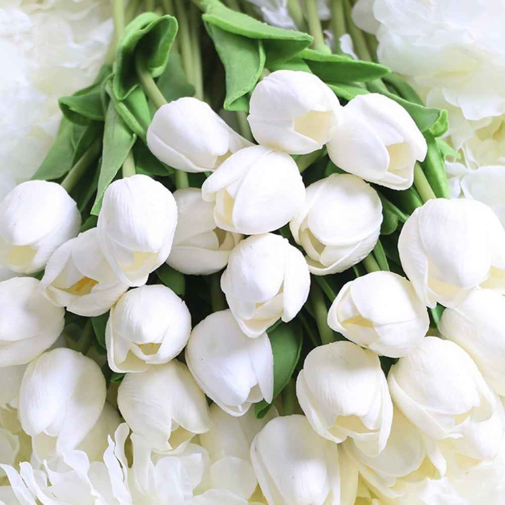 PU Real Touch White Tulips Artificial Flowers Lifelike Faux Tulip for Home Decor