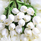 PU Real Touch White Tulips Artificial Flowers Lifelike Faux Tulip for Home Decor