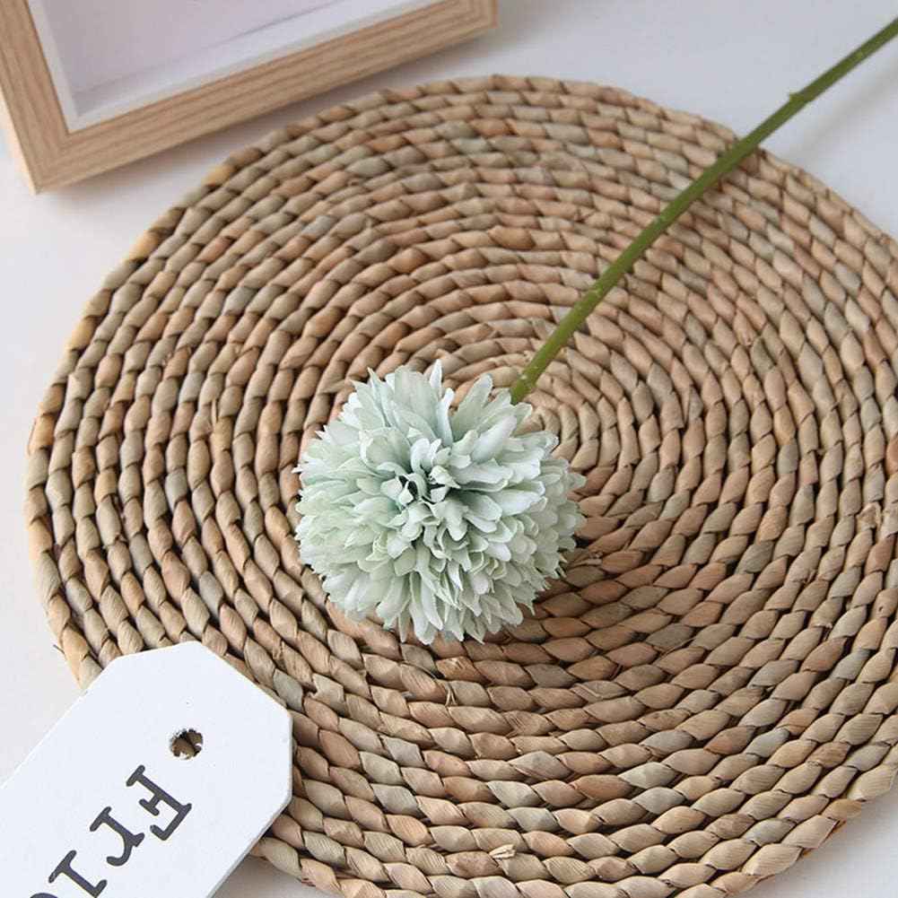Silk Ball Chrysanthemum Light Green Artificial Flowers 10pcs Faux Pom pom Mums for Home Decor