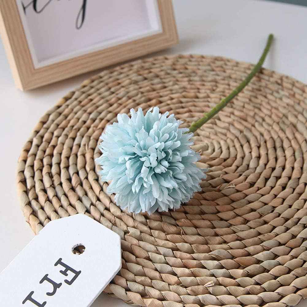 Silk Ball Chrysanthemum Blue Artificial Flowers 10pcs Faux Pom pom Mums for Home Decor