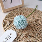 Silk Ball Chrysanthemum Blue Artificial Flowers 10pcs Faux Pom pom Mums for Home Decor