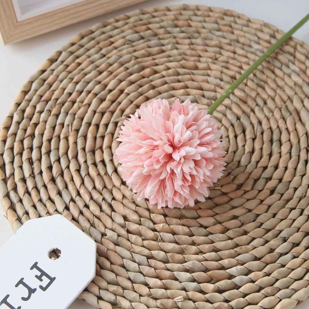Silk Ball Chrysanthemum Pink Artificial Flowers 10pcs Faux Pom pom Mums for Home Decor