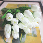 PU Real Touch White Tulips Artificial Flowers Lifelike Faux Tulip for Home Decor
