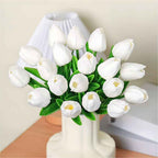 PU Real Touch White Tulips Artificial Flowers Lifelike Faux Tulip for Home Decor