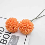 Silk Ball Chrysanthemum Orange Artificial Flowers 10pcs Faux Pom pom Mums for Home Decor