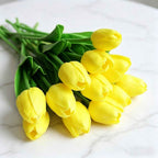 PU Real Touch Yellow Tulips Artificial Flowers Lifelike Faux Tulip for Home Decor