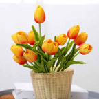 PU Real Touch Orange Tulips Artificial Flowers Lifelike Faux Tulip for Home Decor