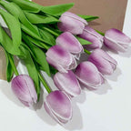PU Real Touch Purple Tulips Artificial Flowers Lifelike Faux Tulip for Home Decor