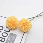 Silk Ball Chrysanthemum Yellow Artificial Flowers 10pcs Faux Pom pom Mums for Home Decor