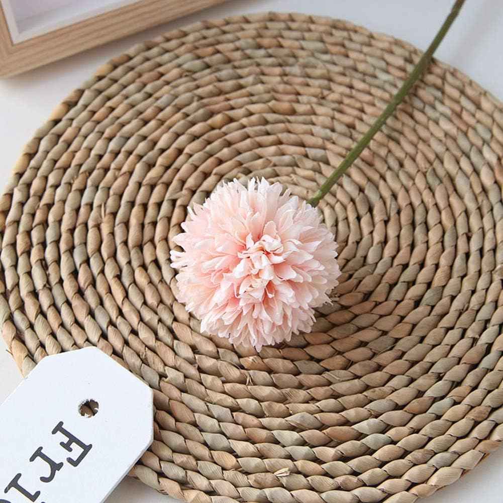 Silk Ball Chrysanthemum Champagne Artificial Flowers 10pcs Faux Pom pom Mums for Home Decor
