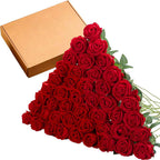 50PCS Red Velvet Rose Realistic Artificial Flowers Faux Roses for Wedding & Home Decor