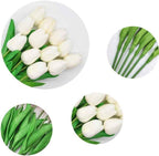 PU Real Touch White Tulips Artificial Flowers Lifelike Faux Tulip for Home Decor