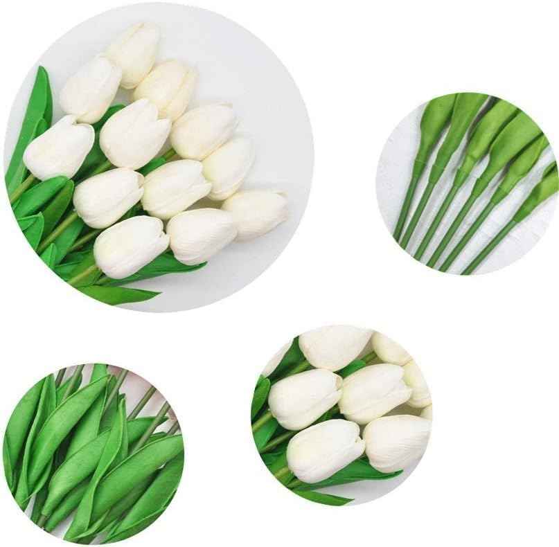 PU Real Touch White Tulips Artificial Flowers Lifelike Faux Tulip for Home Decor