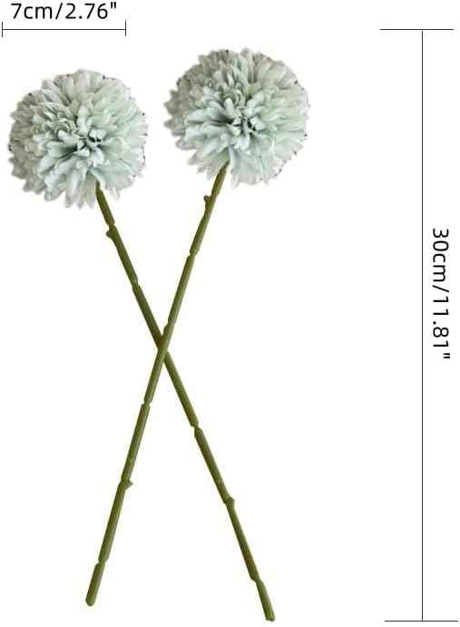 Silk Ball Chrysanthemum Light Green Artificial Flowers 10pcs Faux Pom pom Mums for Home Decor