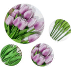 PU Real Touch Purple Tulips Artificial Flowers Lifelike Faux Tulip for Home Decor