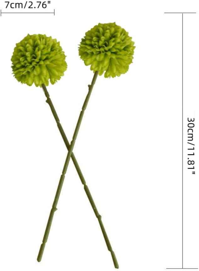 Silk Ball Chrysanthemum Green Artificial Flowers 10pcs Faux Pom pom Mums for Home Decor