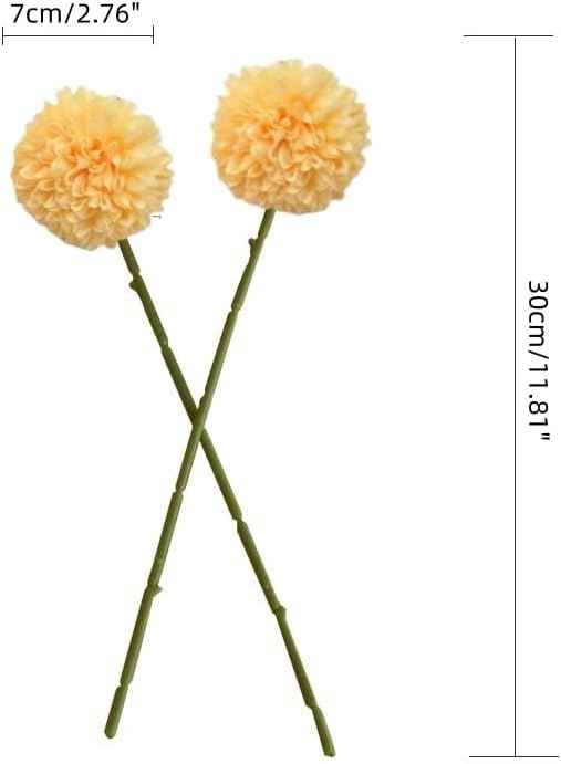 Silk Ball Chrysanthemum Yellow Artificial Flowers 10pcs Faux Pom pom Mums for Home Decor