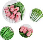 PU Real Touch Pink Tulips Artificial Flowers Lifelike Faux Tulip for Home Decor