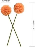 Silk Ball Chrysanthemum Orange Artificial Flowers 10pcs Faux Pom pom Mums for Home Decor