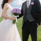 12PCS Purple Velvet Rose Realistic Artificial Flowers Faux Roses for Wedding & Home Decor