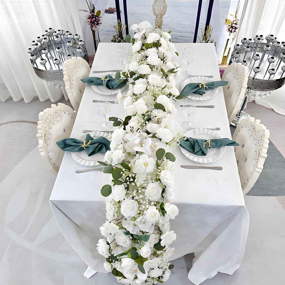 50PCS White Velvet Rose Realistic Artificial Flowers Faux Roses for Wedding & Home Decor