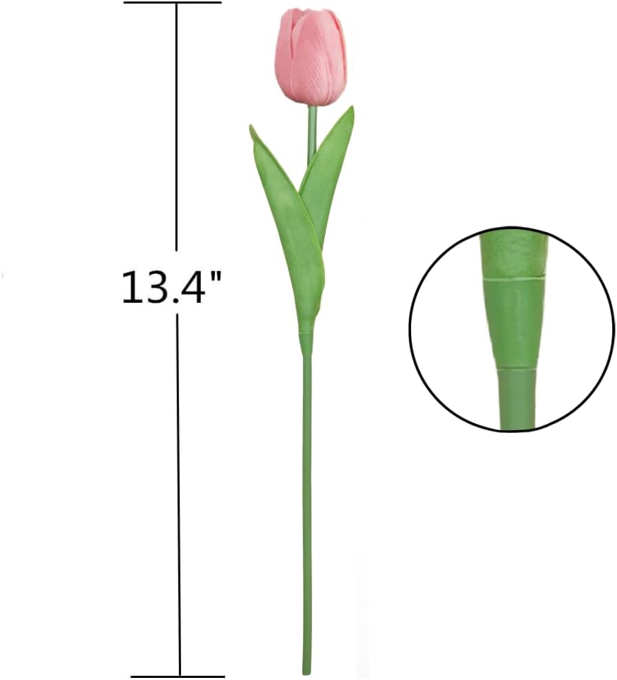 PU Real Touch Pink Tulips Artificial Flowers Lifelike Faux Tulip for Home Decor
