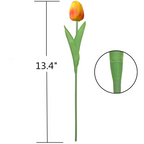 PU Real Touch Orange Tulips Artificial Flowers Lifelike Faux Tulip for Home Decor