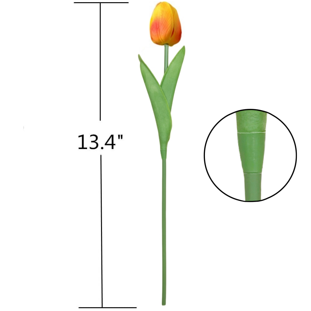 PU Real Touch Orange Tulips Artificial Flowers Lifelike Faux Tulip for Home Decor