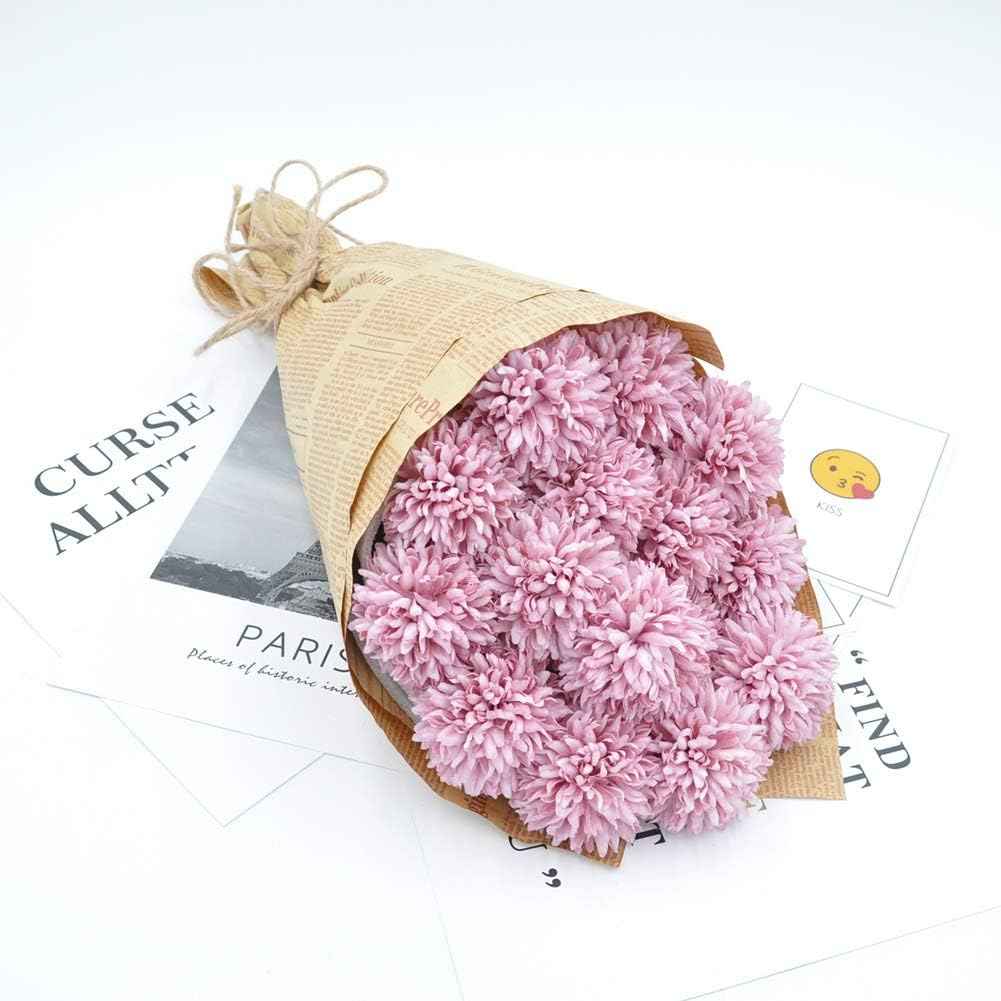 Silk Ball Chrysanthemum Fuchsia Artificial Flowers 10pcs Faux Pom pom Mums for Home Decor