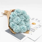 Silk Ball Chrysanthemum Blue Artificial Flowers 10pcs Faux Pom pom Mums for Home Decor