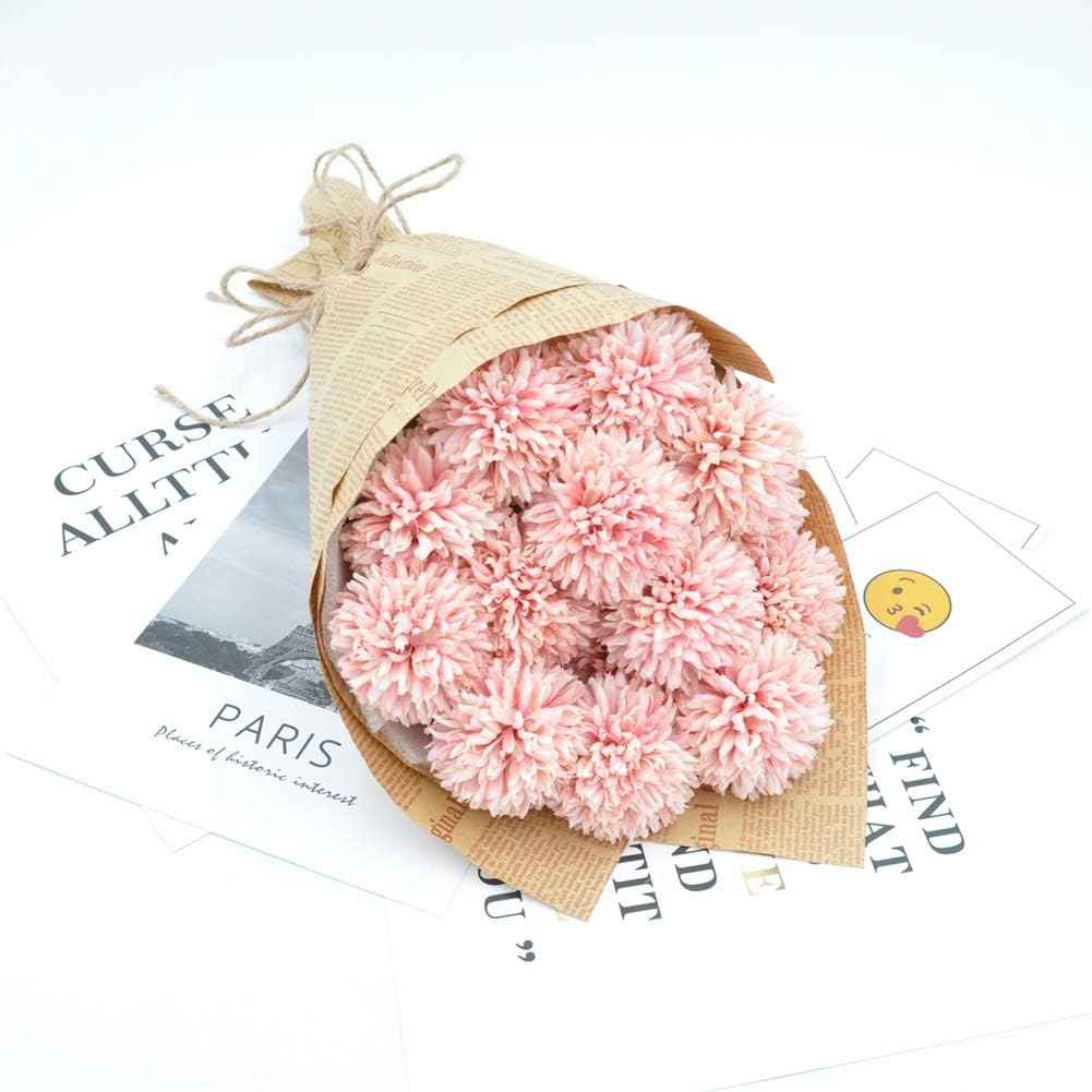 Silk Ball Chrysanthemum Pink Artificial Flowers 10pcs Faux Pom pom Mums for Home Decor