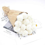 Silk Ball Chrysanthemum White Artificial Flowers 10pcs Faux Pom pom Mums for Home Decor