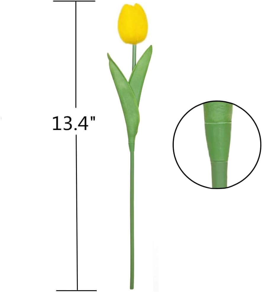 PU Real Touch Yellow Tulips Artificial Flowers Lifelike Faux Tulip for Home Decor