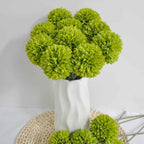Silk Ball Chrysanthemum Green Artificial Flowers 10pcs Faux Pom pom Mums for Home Decor