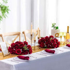 50PCS Red Velvet Rose Realistic Artificial Flowers Faux Roses for Wedding & Home Decor