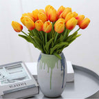 PU Real Touch Orange Tulips Artificial Flowers Lifelike Faux Tulip for Home Decor