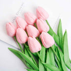 PU Real Touch Pink Tulips Artificial Flowers Lifelike Faux Tulip for Home Decor