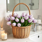 PU Real Touch Purple Tulips Artificial Flowers Lifelike Faux Tulip for Home Decor